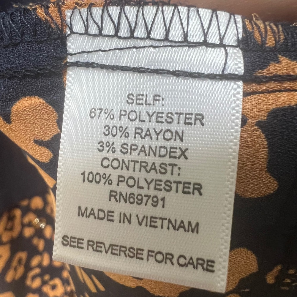 Dressbarn Womens 2X Navy Blue Leopard Print Layered Look Roll Tab Sleeve Top - Picture 7 of 7